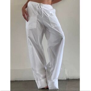 Local European Wide Leg White Cargo Pants Size S/M